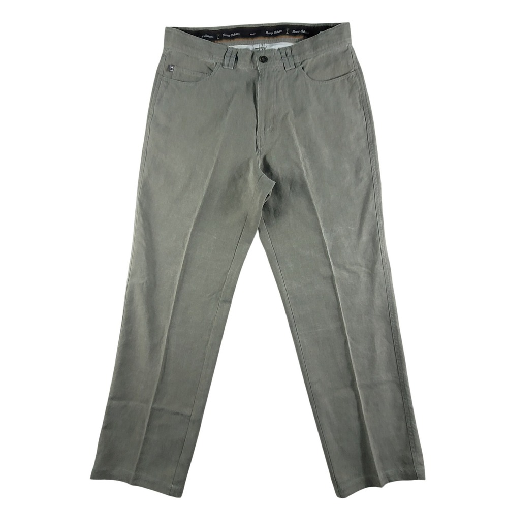 Tommy Bahama Pants Mens 32x30 Green Olive Silk Linen Relax Straight Leg Trousers